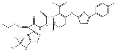 CAS:229016 - 73 - 3 piridinijM, 4 - [2 - [(6R,7R) - 2 - karboksi - 7 - [(2Z) - (etoksiimino)[5 - (fosfonoamino) - 1,2,4 - tiadiazol - 3 - il]acetil]amino] - 8 - okso - 5 - tia - 1 - azabiciklo[4.2.0]okt - 2 - en - 3 - il]tio] - 1 - metil - piridinijeva notranja sol